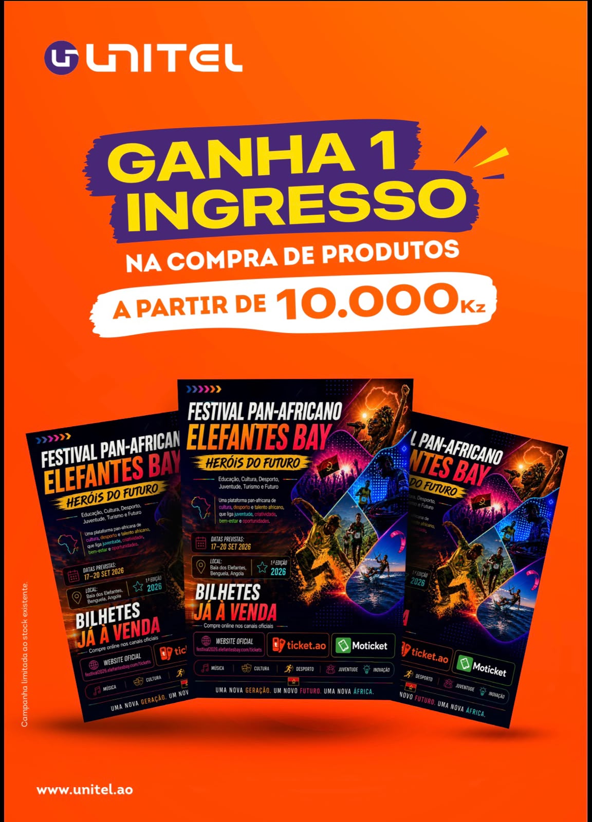 Campanha UNITEL de oferta de ingresso para o Festival Elefantes Bay