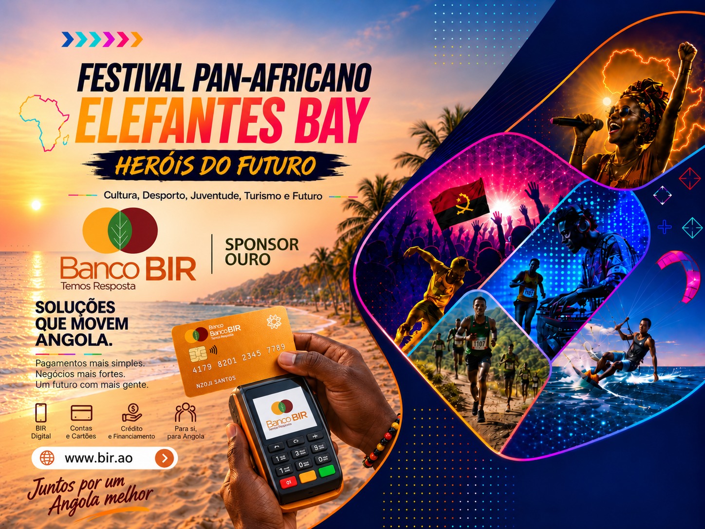 Peça de comunicação do Banco BIR associada ao Festival Elefantes Bay